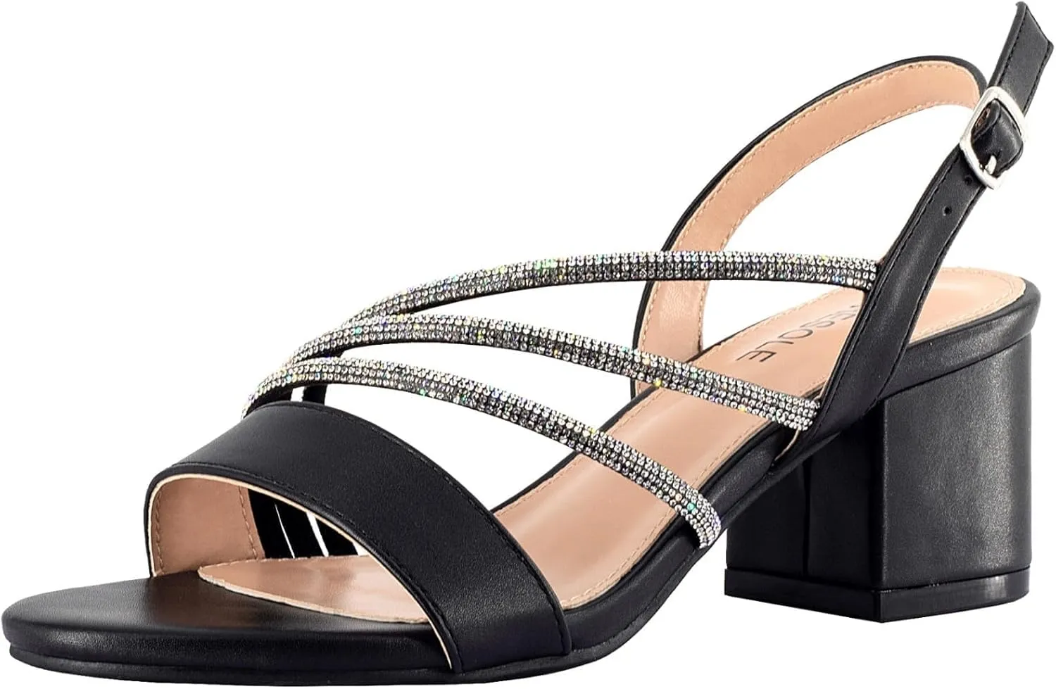 2 Pairs Women's Dressy Kitten Heels Rhinestone Sandals Elegant Prom Formal Bridal Wedding Shoes Size 5.5