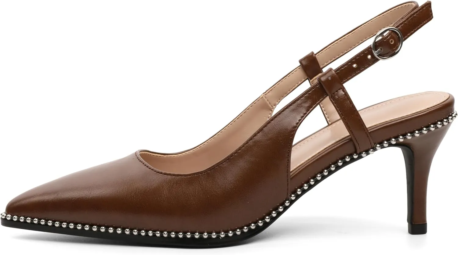 AUMOTED Women Low Heel Pumps Slingback Heels Pointed Toe Beaded Heels 2.5" Elegant Dressy Pumps