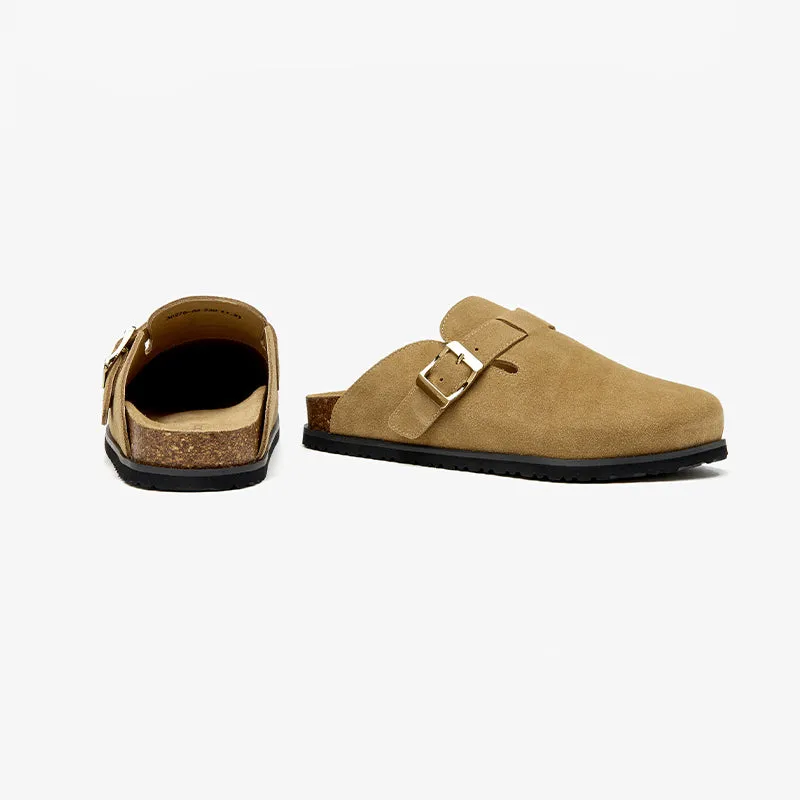 BeauToday Genuine Cow Suede Flats Leisure Slip-on Sandals for Women