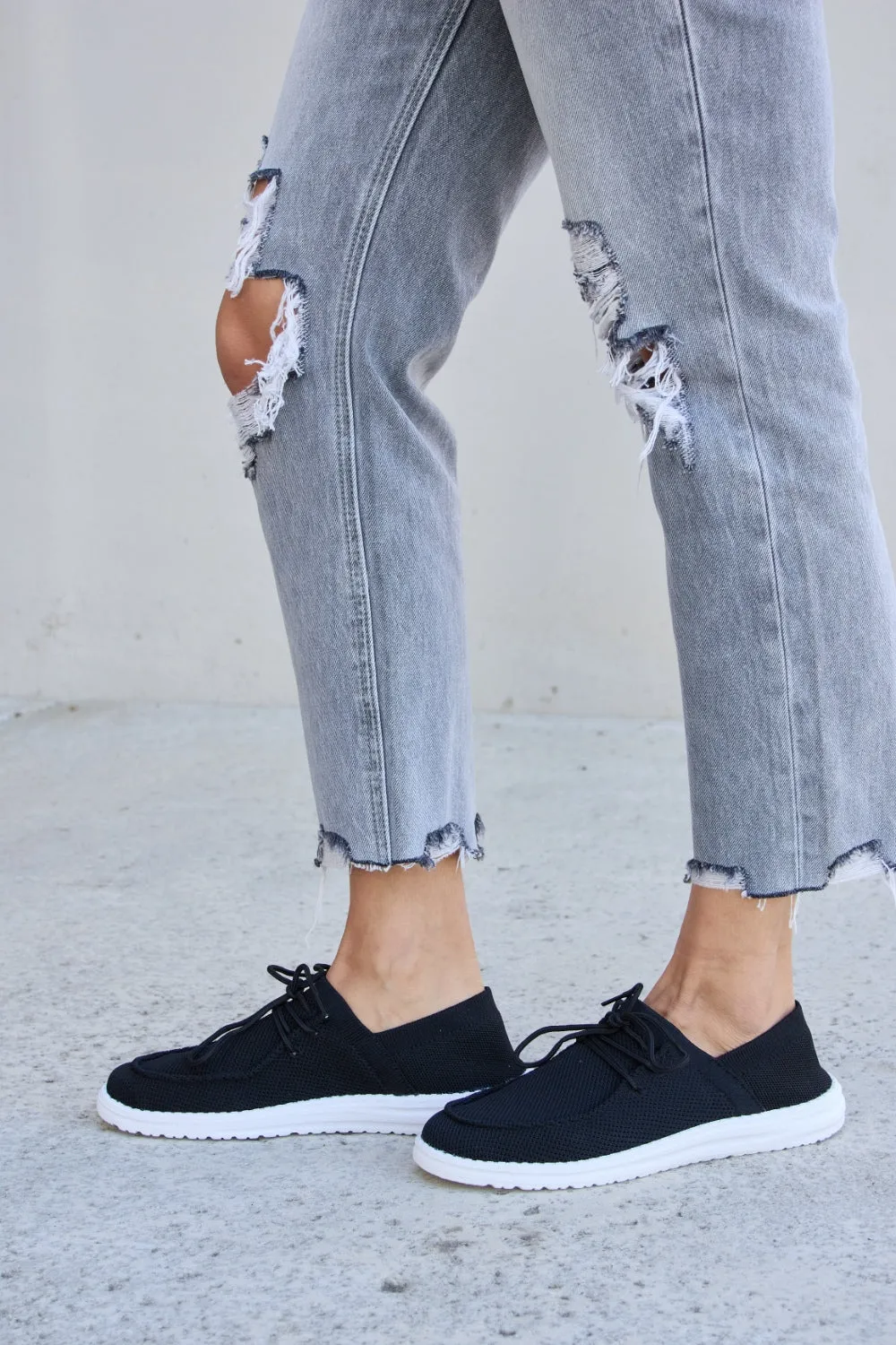 Blue Zone Planet |  Forever Link Flat Round Toe Lace-Up Sneakers
