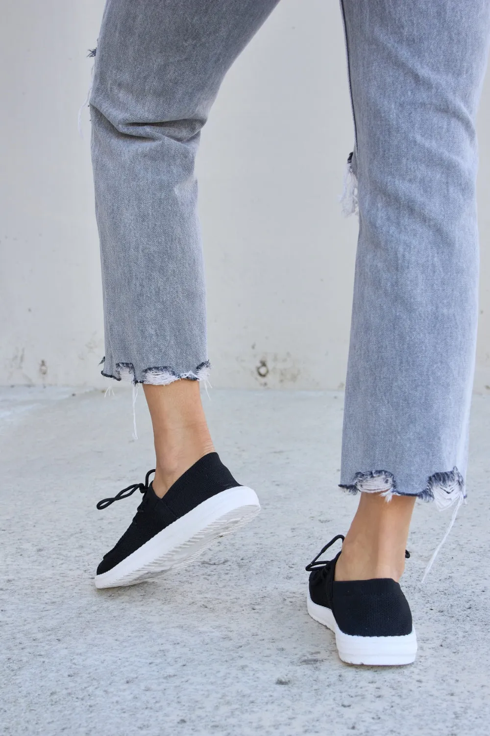 Blue Zone Planet |  Forever Link Flat Round Toe Lace-Up Sneakers