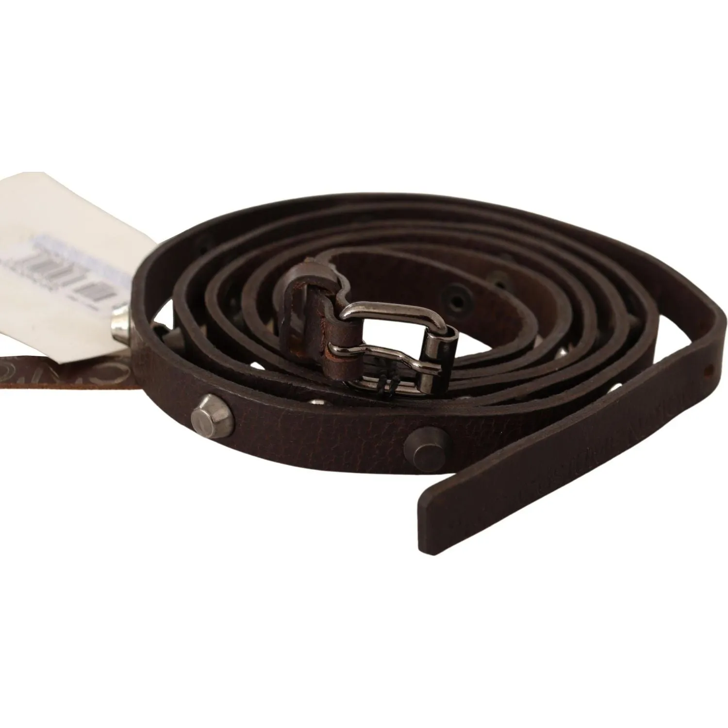 Costume National Chic Brown Leather Fashion Belt with Silver Buckle