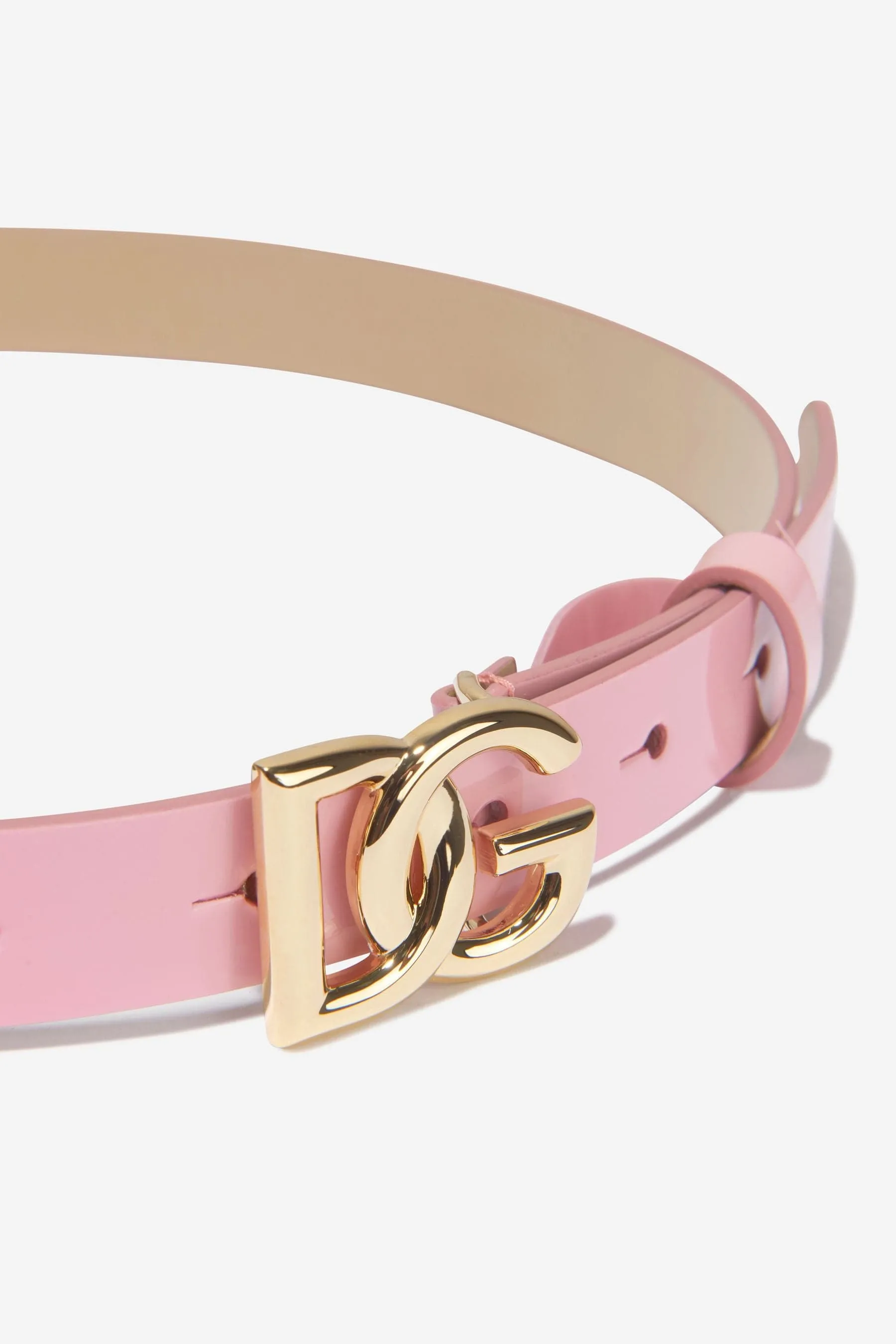 Dolce & Gabbana Girls Leather Logo Buckle Belt