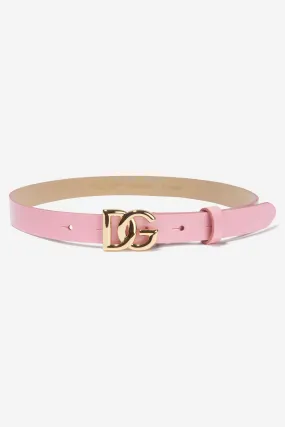 Dolce & Gabbana Girls Leather Logo Buckle Belt