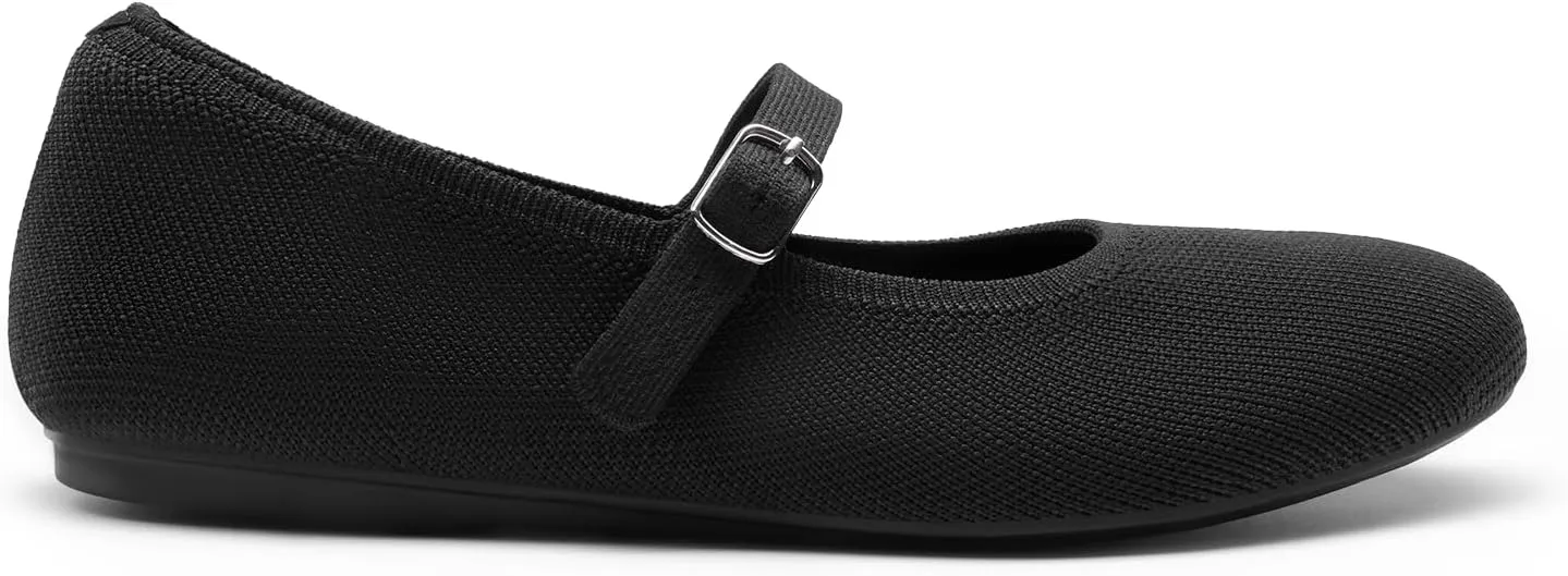 DREAM PAIRS Women's Mary Jane Ballet Flat Shoes Dressy Foldable Knit Flats with Arch Support Comfortable for Casual Work Office