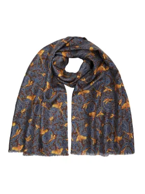 Flying Pheasant Scarf - Wool / Silk Blend - Burgundy
