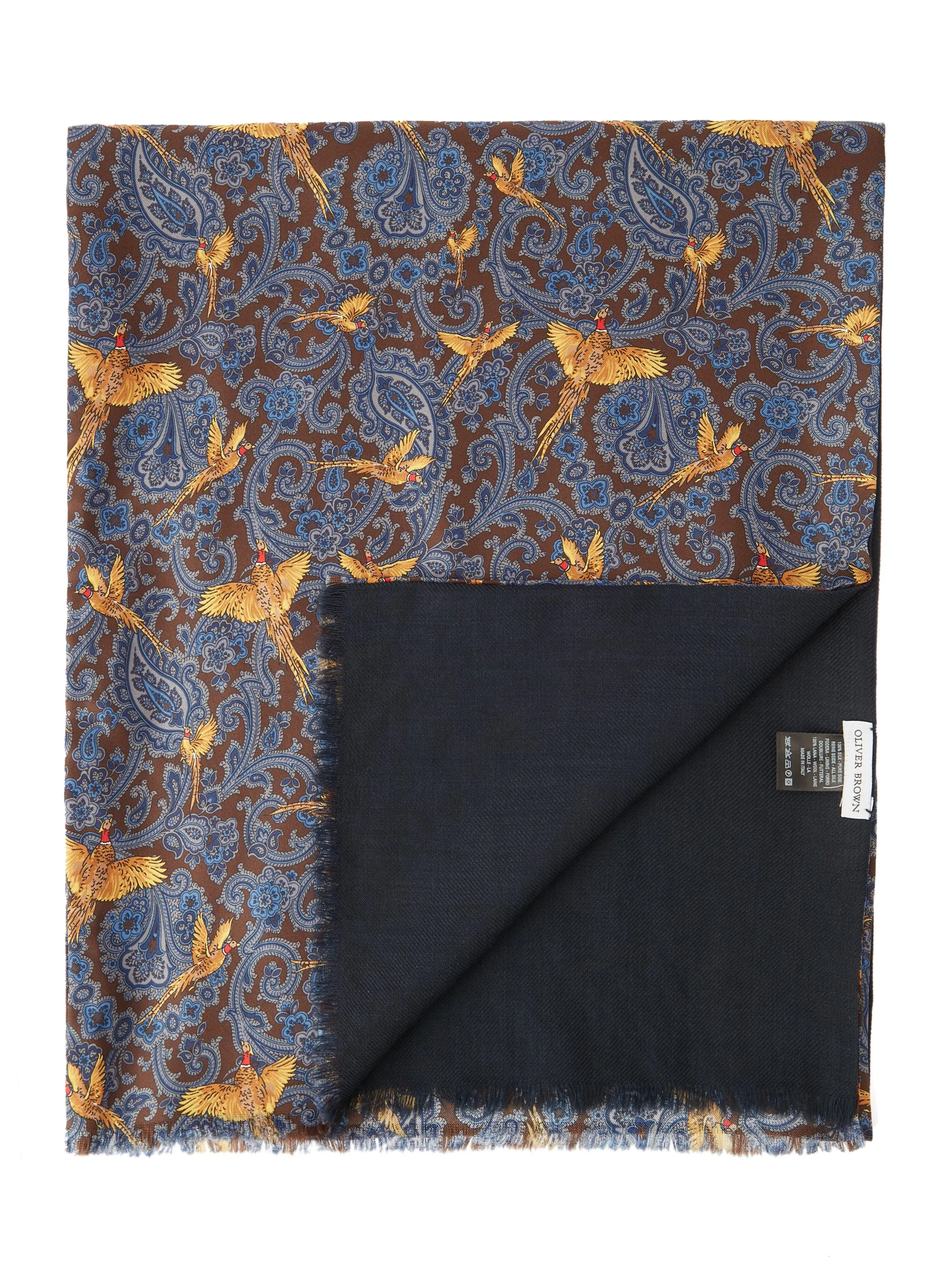 Flying Pheasant Scarf - Wool / Silk Blend - Burgundy