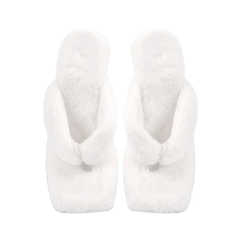 Fur Open Side Classic Metal High Heels  Slip-On Sandals