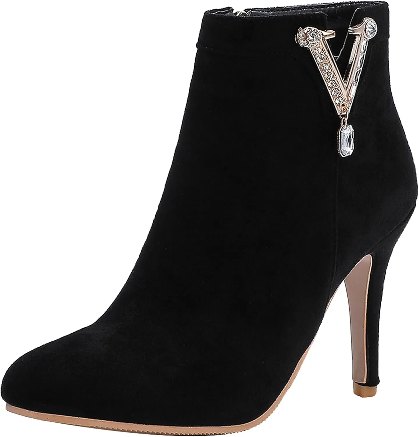 Gicoiz Women Pointed Toe Stiletto Heels Elegant Ankle Boots