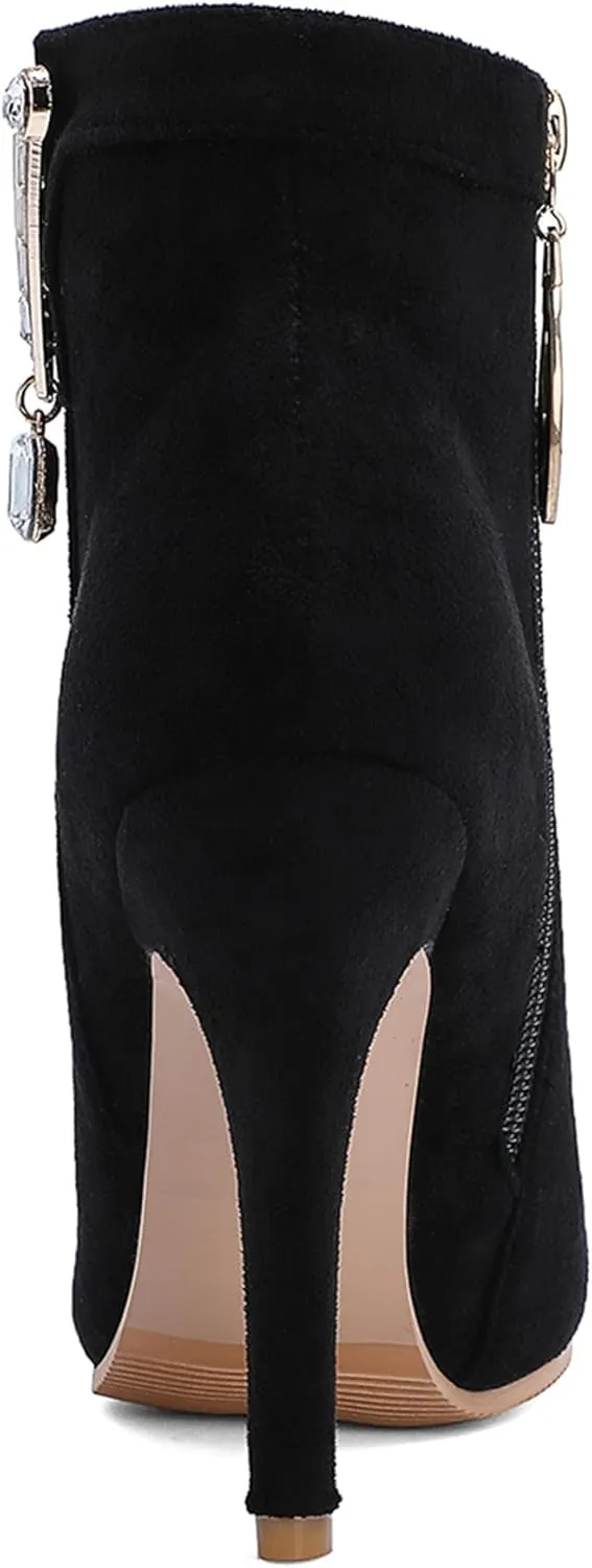Gicoiz Women Pointed Toe Stiletto Heels Elegant Ankle Boots