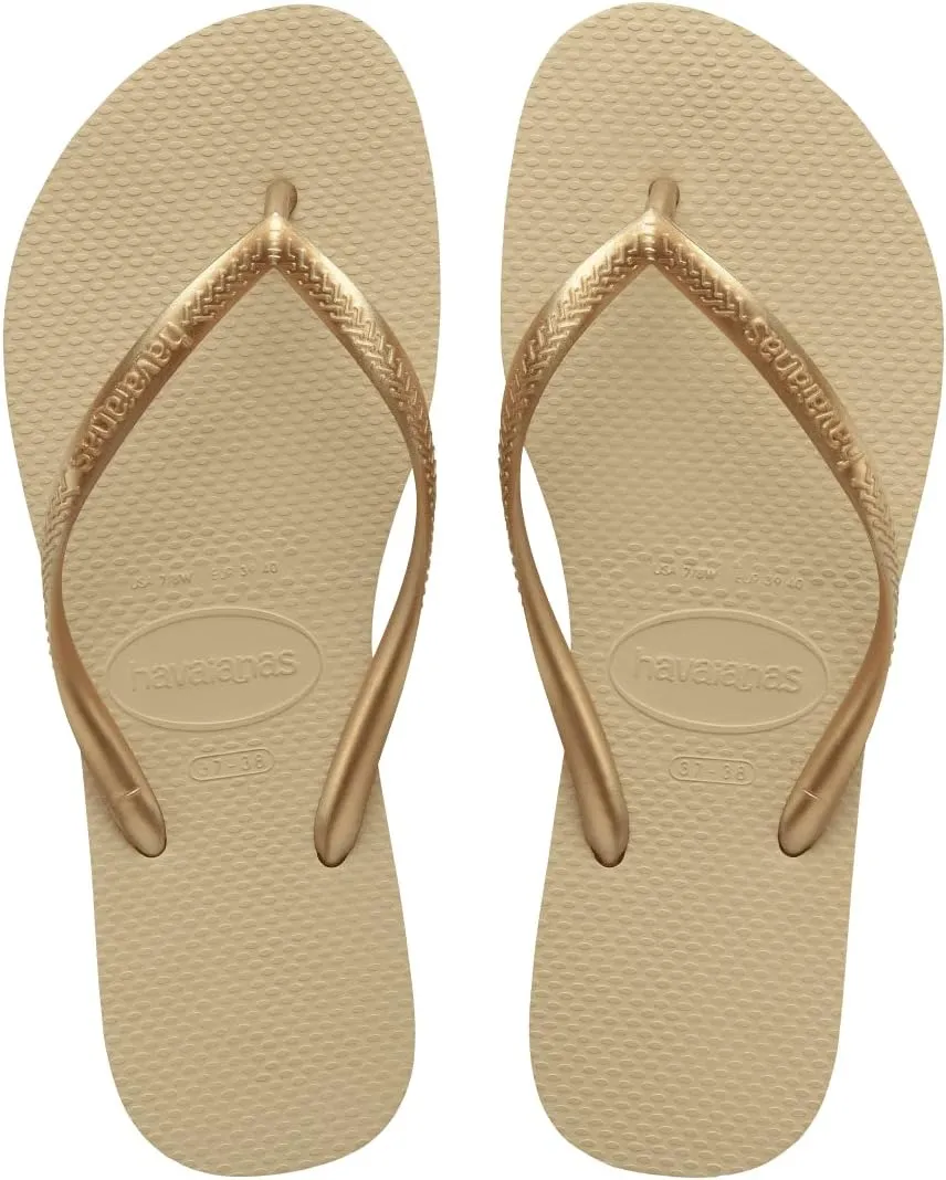 Havaianas Kid's Slim Flip Flop Sandal, Sand Grey/Light Golden, 10 M US Toddler