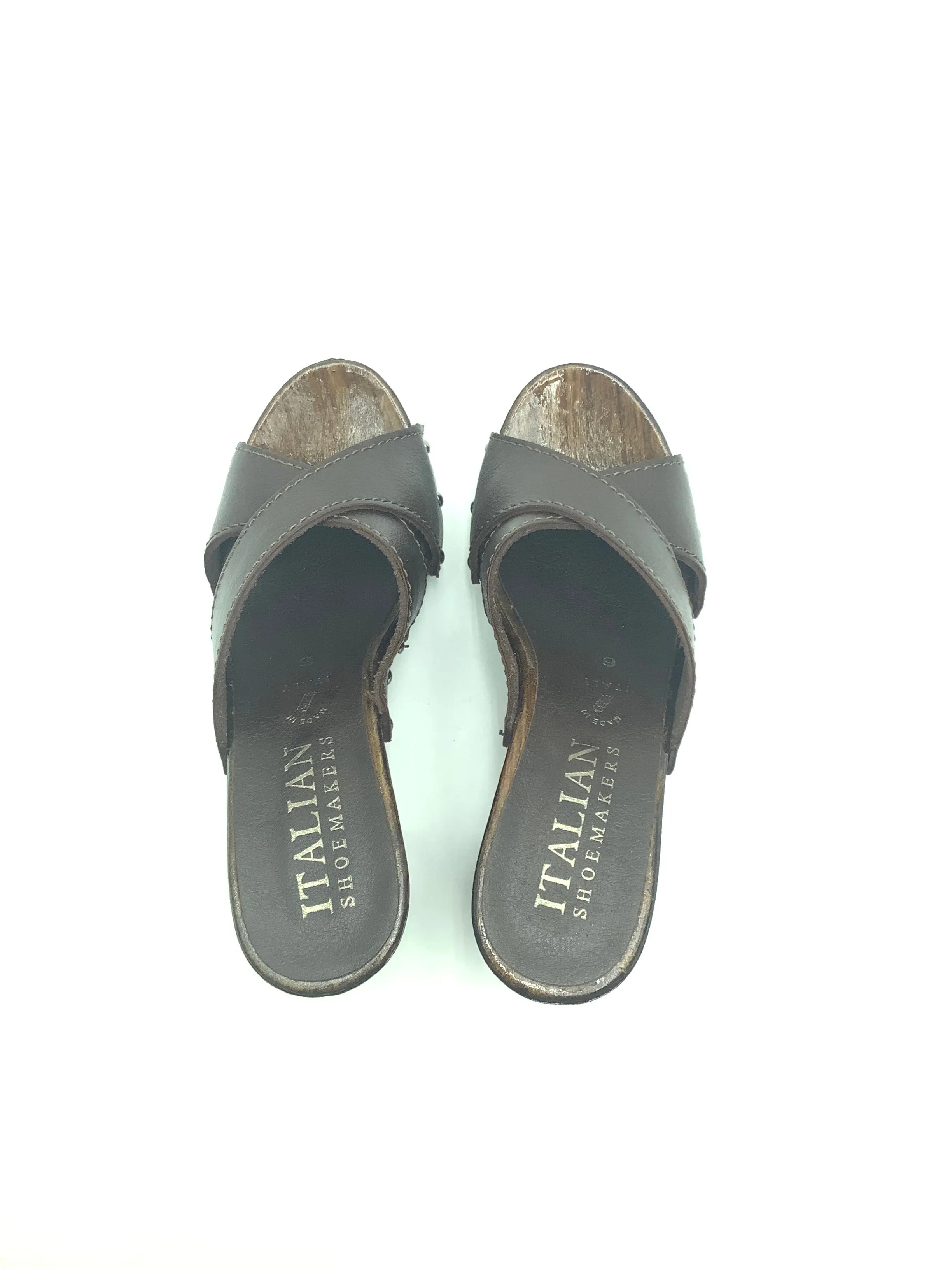 Italian Shoemakers Women's Leather Sandal  Brown Size: 6