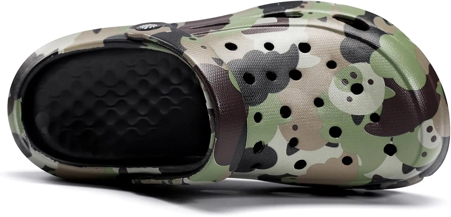 Kids Classic Camo Beach Clogs | Lightweight Water Sandals for Boys - Quick-Dry Non-Slip Light and Durable Little Kid/Big Kid