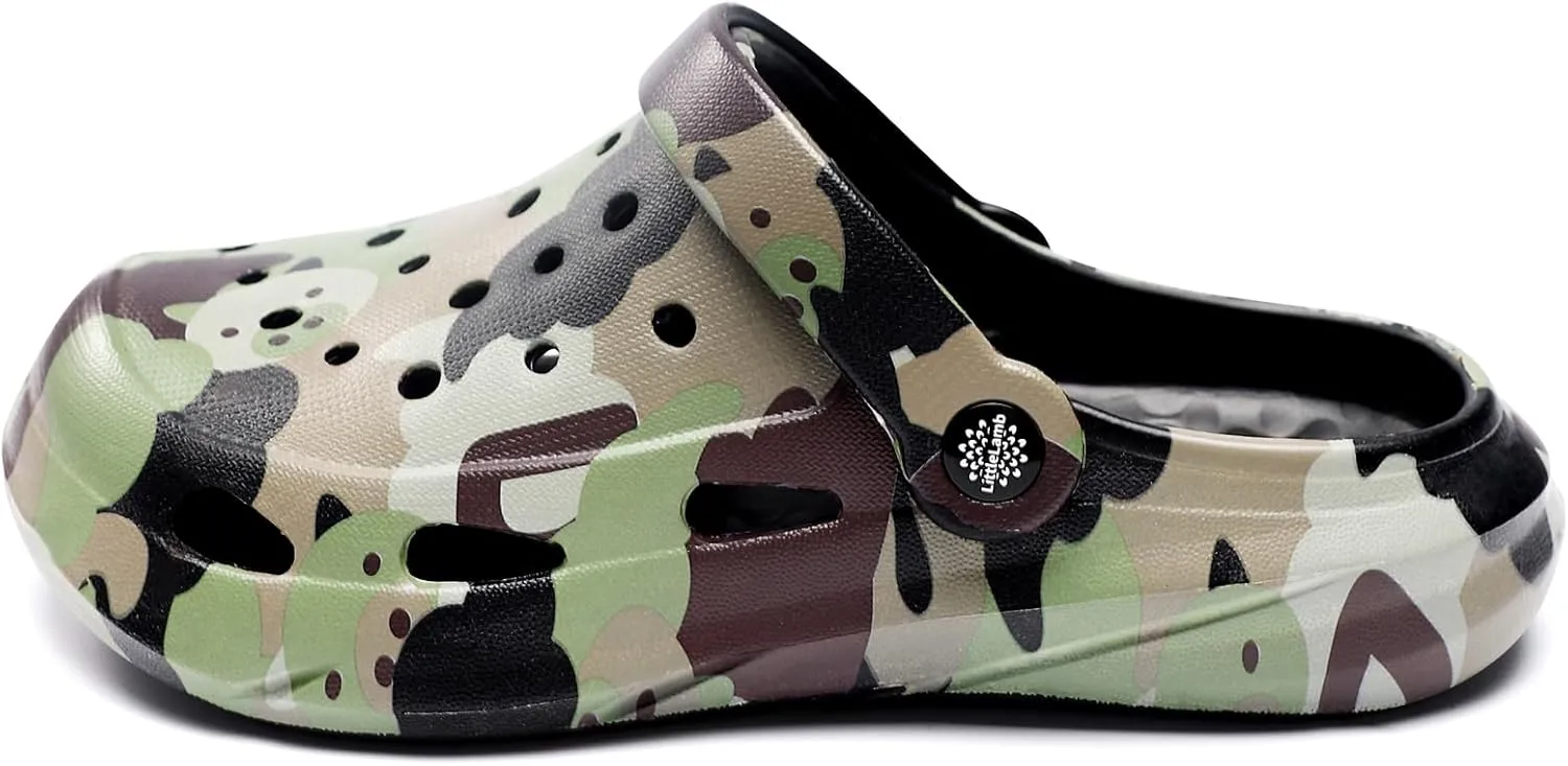 Kids Classic Camo Beach Clogs | Lightweight Water Sandals for Boys - Quick-Dry Non-Slip Light and Durable Little Kid/Big Kid