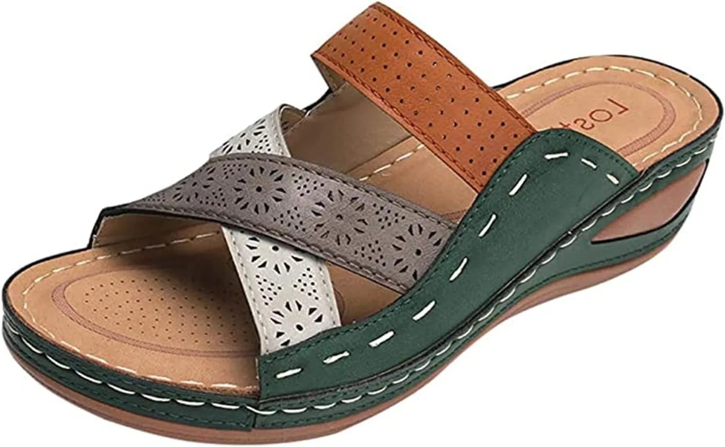 Ladmiple Summer Sandals for Women 2023 Wedge Slides Sandal Breathable Slip On Open Toe Dressy Comfort Orthopedic Sandals