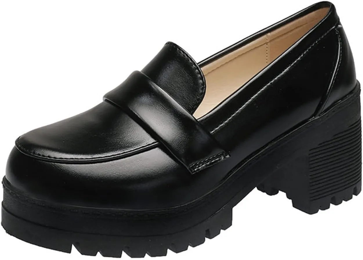 Loafers for Women Harajuku Style Platform Loafers for High School Girls Trendy Heeled Shoes for Women