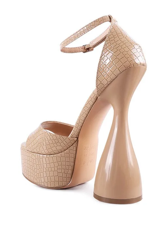 London Rag Pretty Me Patent Croc Ultra High Platform Sandals