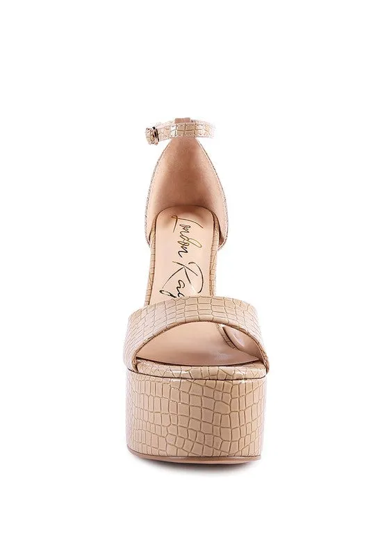London Rag Pretty Me Patent Croc Ultra High Platform Sandals