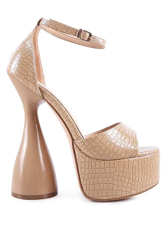 London Rag Pretty Me Patent Croc Ultra High Platform Sandals