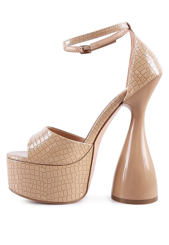 London Rag Pretty Me Patent Croc Ultra High Platform Sandals