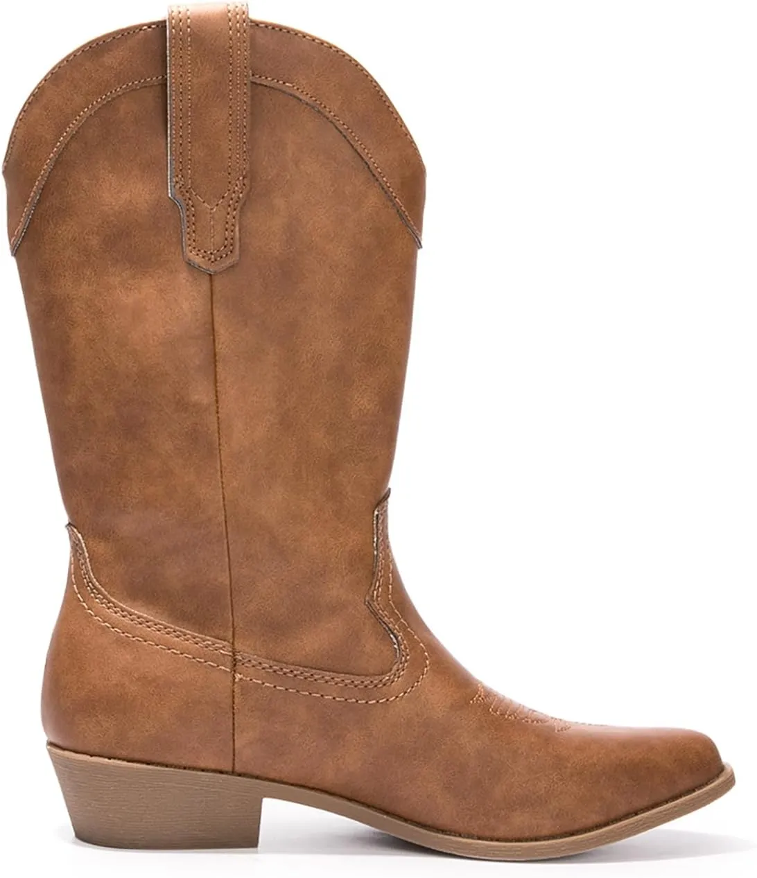 Luffymomo Women's Western Mid-Calf Cowboy Boots Point Toe Classic Cowgirl Boot