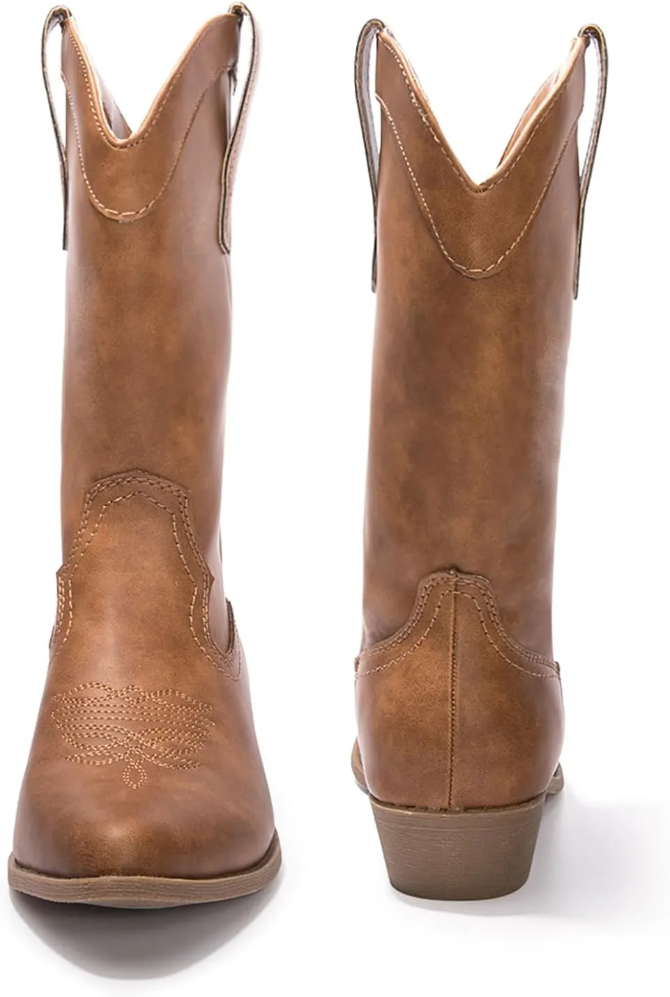 Luffymomo Women's Western Mid-Calf Cowboy Boots Point Toe Classic Cowgirl Boot