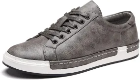 Men Leather Casual Shoes Lace-up Oxford Fashion Non-Slip Flats Trendy Business Comfortable Sneakers