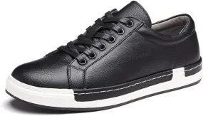 Men Leather Casual Shoes Lace-up Oxford Fashion Non-Slip Flats Trendy Business Comfortable Sneakers