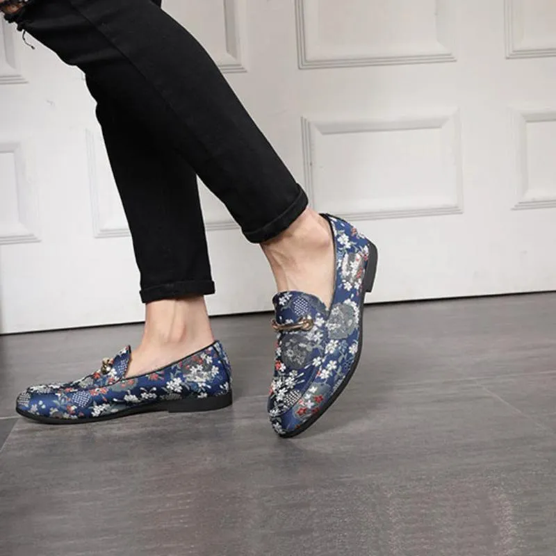 Men's Casual Embroidered Loafers | Plus Size
