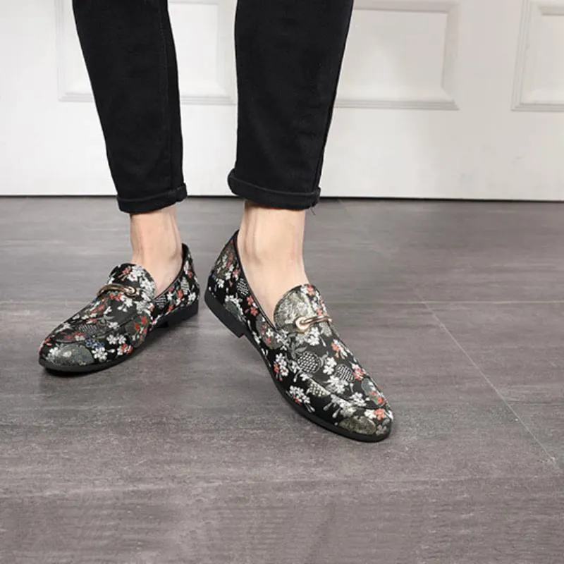Men's Casual Embroidered Loafers | Plus Size