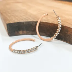 Open Ended Circle Hoops with Crystals in Light Pink