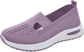 Orthopedic Shoes for Women Woven Orthopedic Slip On Shoes Women Mesh Breathable Casual Shoes Trendy Waterproof Sneakers Steel Toe Tennis Shoe Trainers Shoe