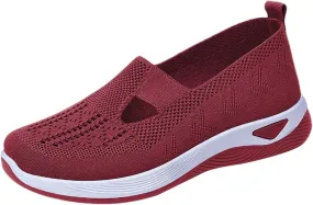 Orthopedic Shoes for Women Woven Orthopedic Slip On Shoes Women Mesh Breathable Casual Shoes Trendy Waterproof Sneakers Steel Toe Tennis Shoe Trainers Shoe