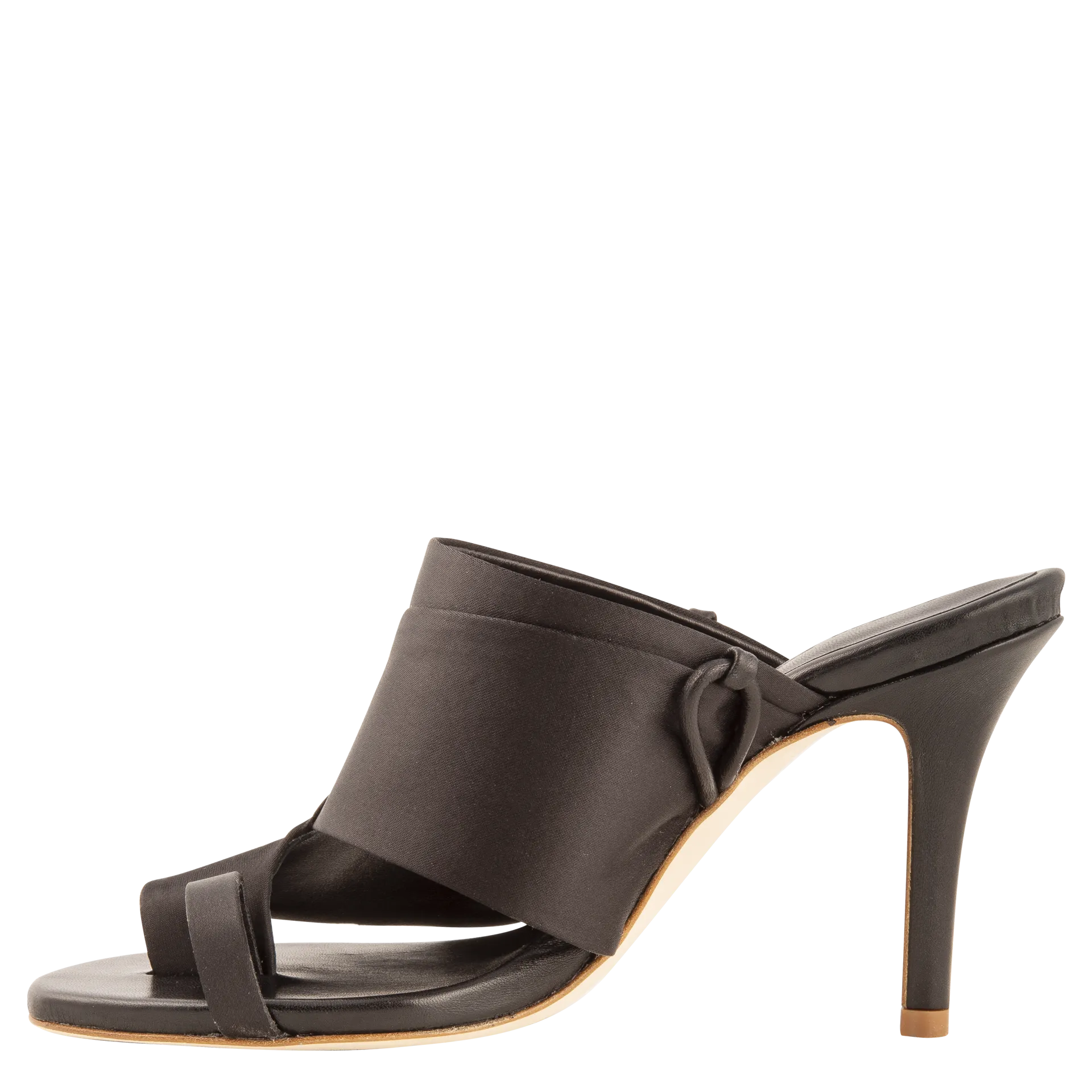 Satin Detail High Heel Sandals — Black