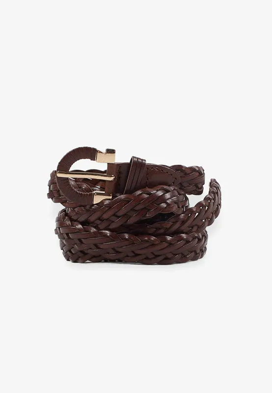 Twists Braided Plus Size Belt - Brown