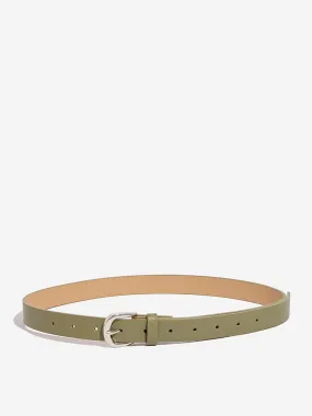 Westside Accessories Olive Faux Leather U-Buckle Belt (Small)