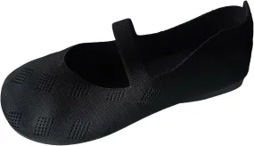 Women Black Ballet Shoes Mesh Slip on Flat Casual Shoes Dance Comdortable Breathable Lightweight Flat Shoes