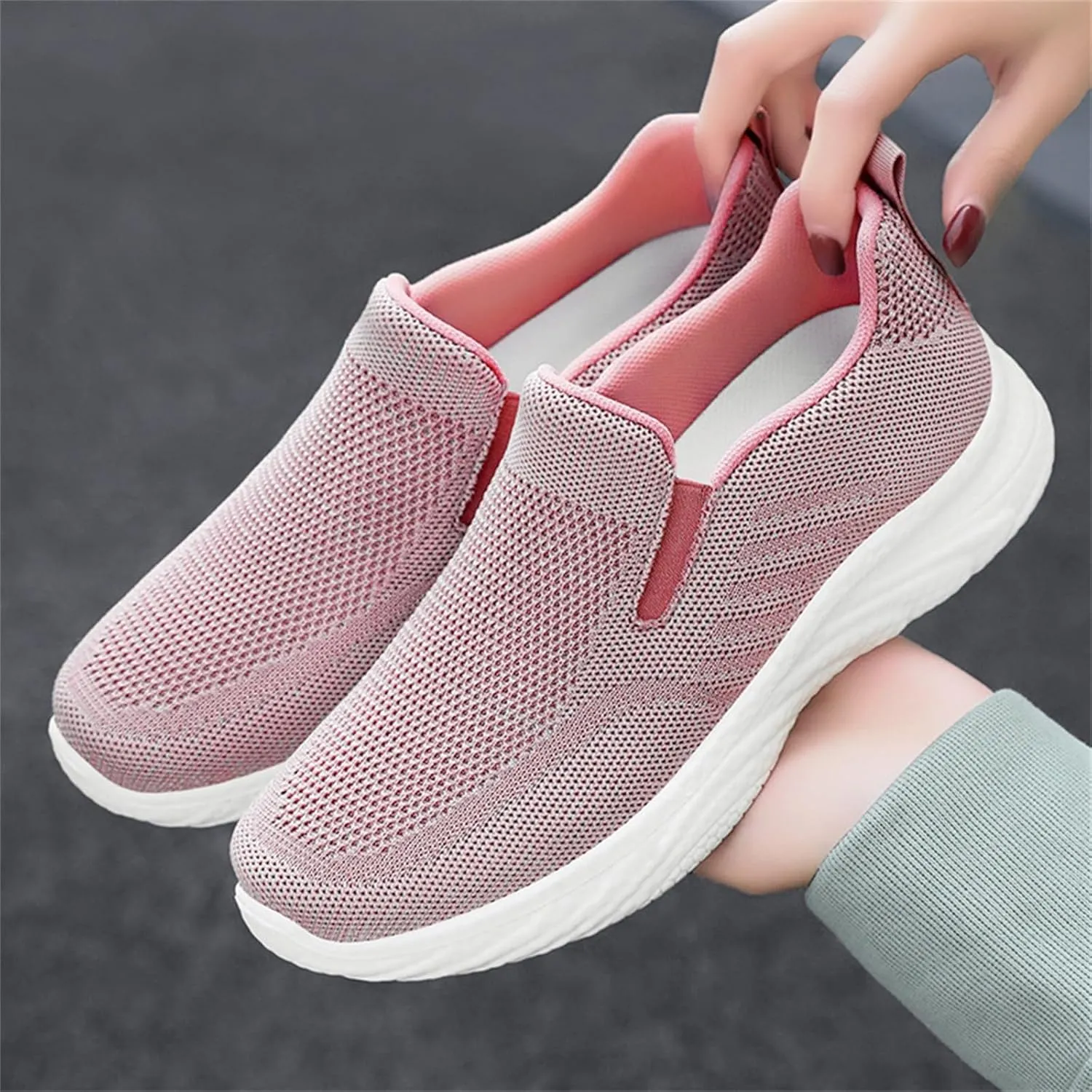 Women Mesh Sneaker Summer Slip On Breathable Sneakers Comfortable Casual Lightweight Walking Shoes with Arch Support