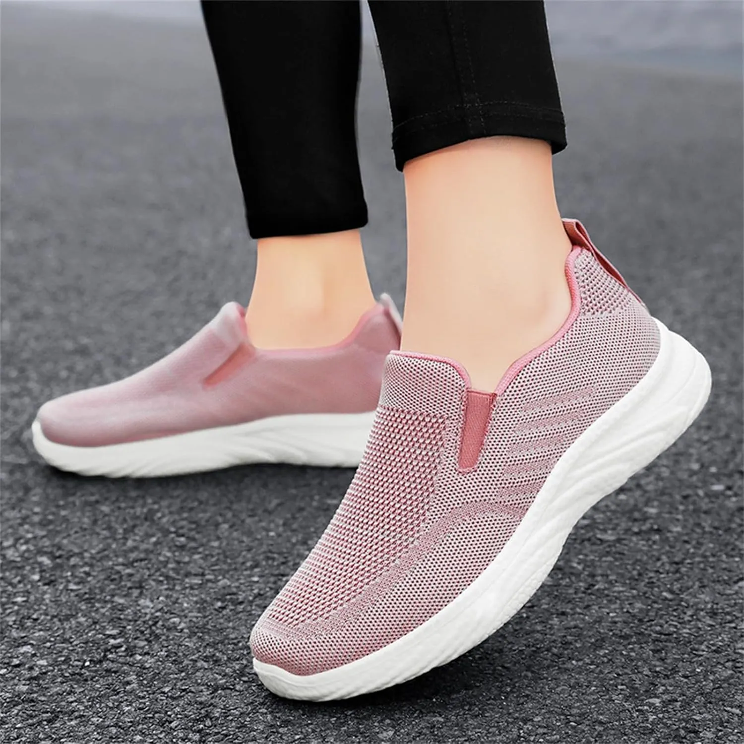 Women Mesh Sneaker Summer Slip On Breathable Sneakers Comfortable Casual Lightweight Walking Shoes with Arch Support