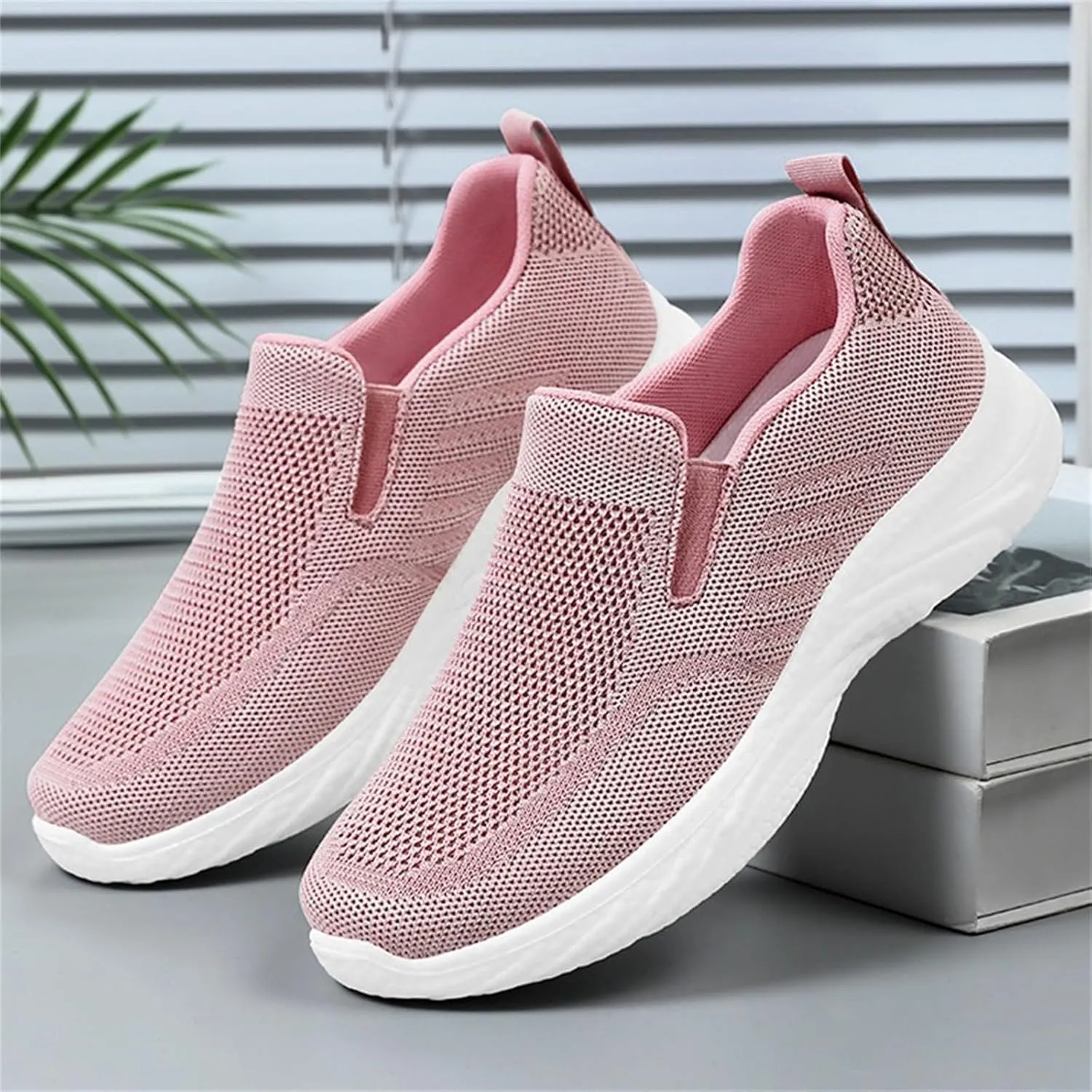 Women Mesh Sneaker Summer Slip On Breathable Sneakers Comfortable Casual Lightweight Walking Shoes with Arch Support