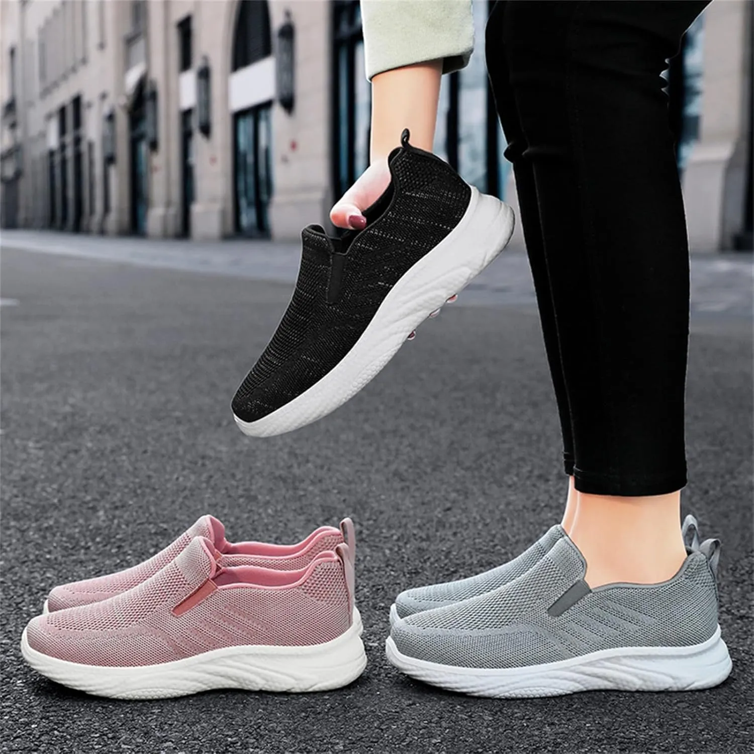 Women Mesh Sneaker Summer Slip On Breathable Sneakers Comfortable Casual Lightweight Walking Shoes with Arch Support