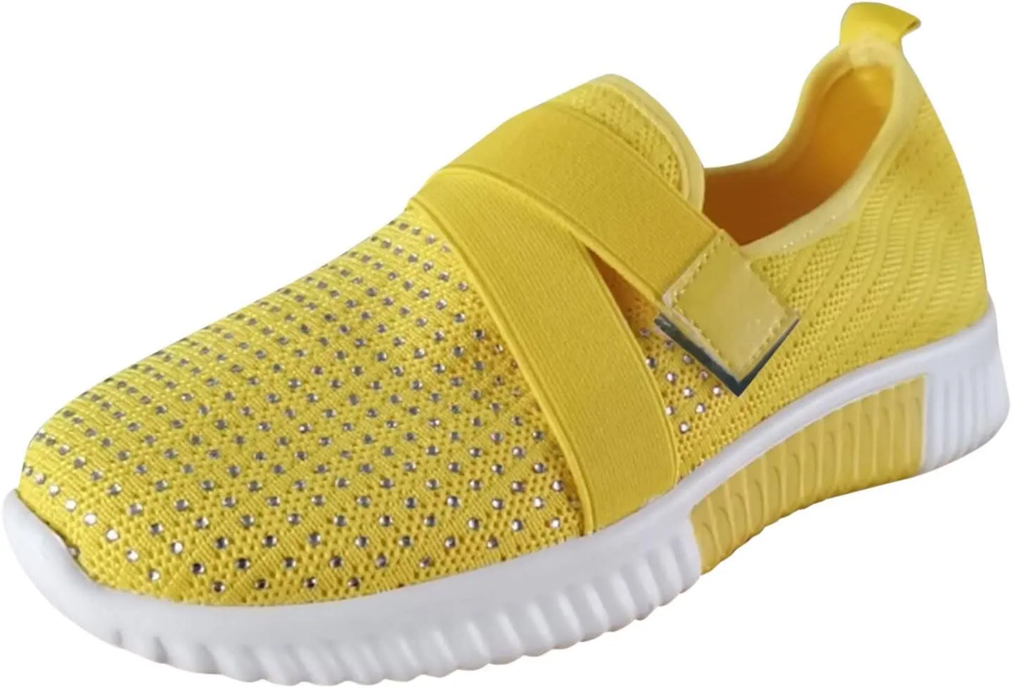 Women's Woven Orthopedic Comfortable Soft Shoes Arch Support, Breathable Mesh Anti Slip Sports Shoes L𝐨w Heel Slip on Sneaker